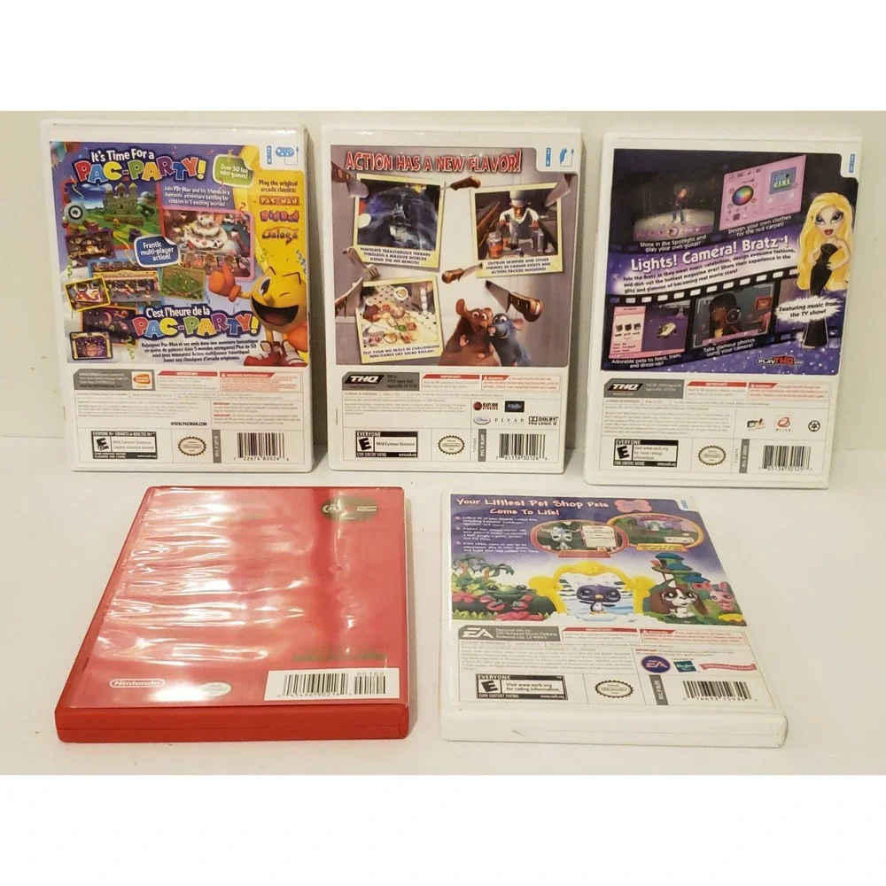 Lot Of 4 Wii‎ Games & Mario Soundtrack Disney Bratz Pac Man Pet Shop